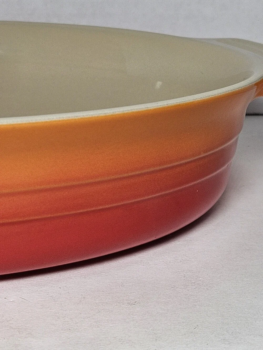 Le Creuset 1 Qt Volcanic Flame Orange Heritage Stoneware Oval Casserole Dish